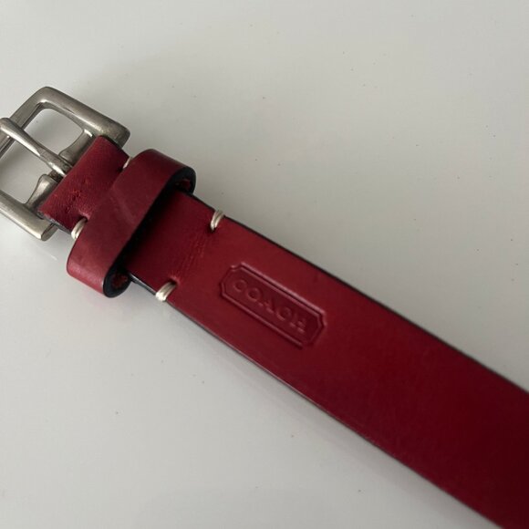 Vintage Coach 90s Red Leather Belt Women's Medium - Picture 6 of 15